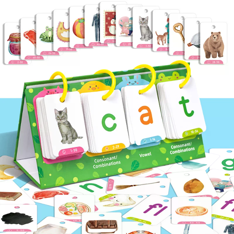 Kids Education Activities - Kids CVC Words Flashcards Phonics Flip